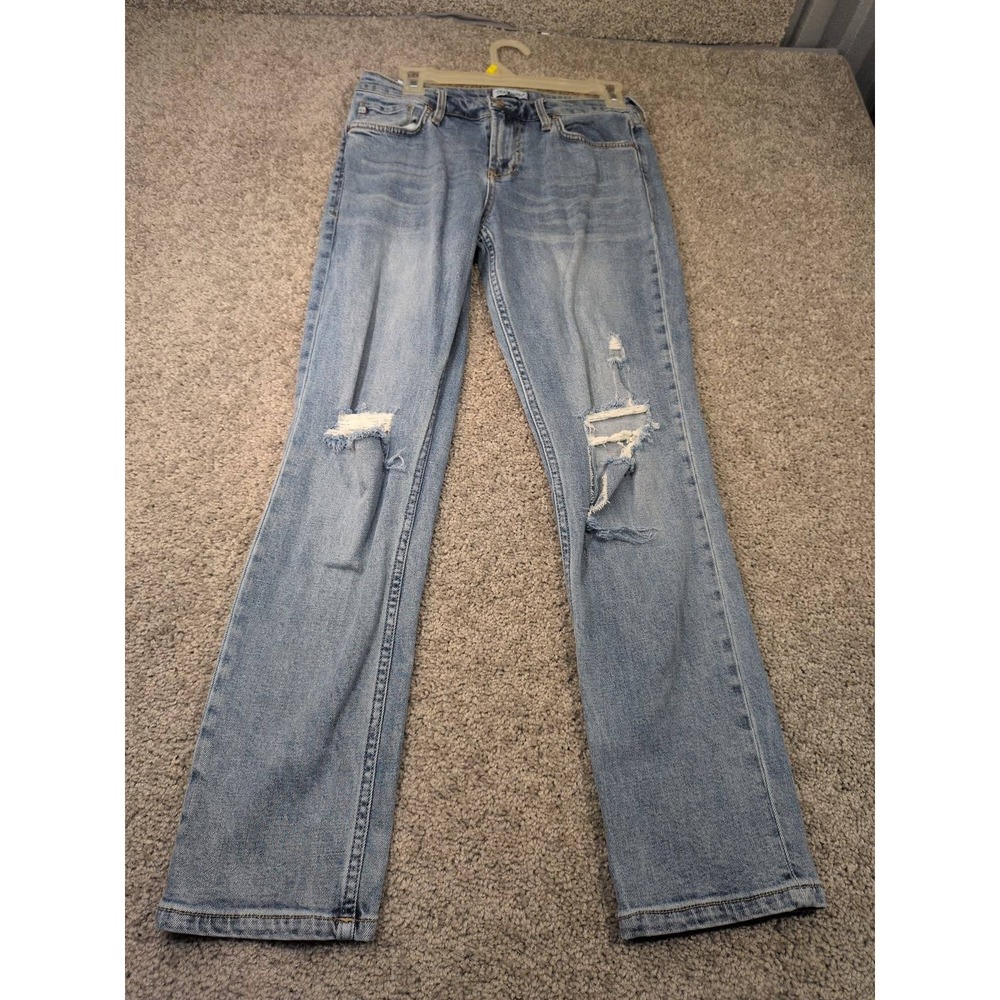 Dear John Light Wash Distressed Ripped Knee Straight Leg Jeans Size 28